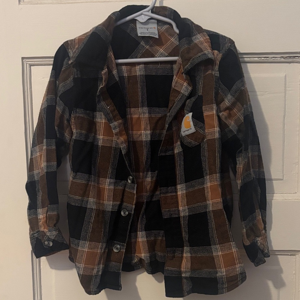 Carhartt Checkered Button-Up Shirt in Black and Brown